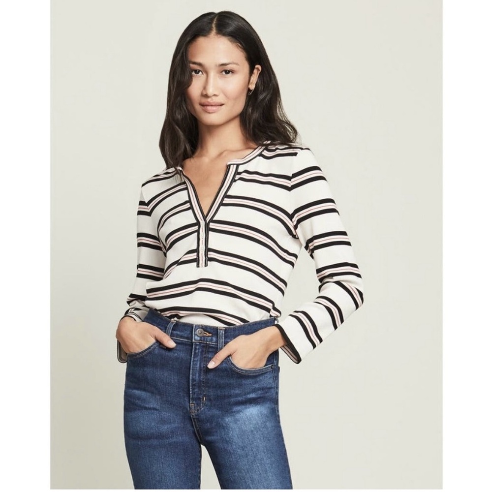 Veronica Beard Black and White Striped Top